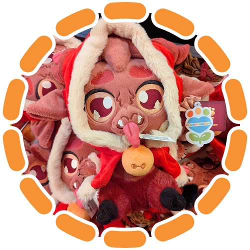 Plushpanions Care Guide A Kidd Krampus plush sits in a pile of Krampus'es